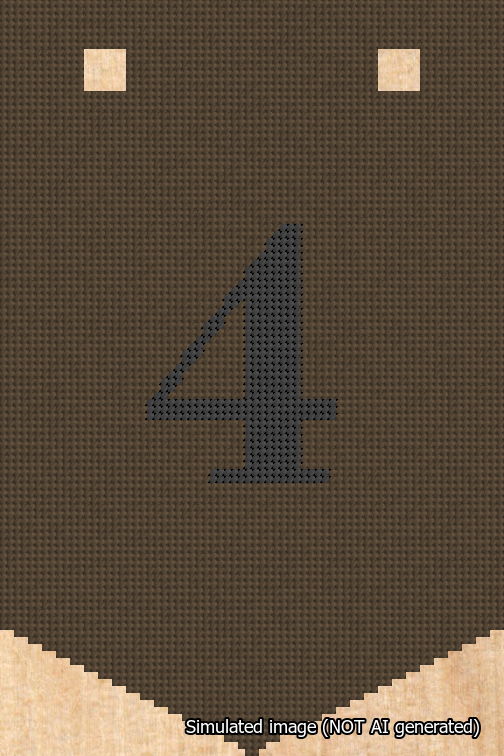A simulated image of the stitched needlepoint design: Banner 18m Pointed 4 Black on Brown. Not A.I. generated.