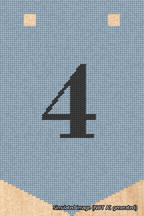 A simulated image of the stitched needlepoint design: Banner 18m Pointed 4 Black on Light Blue. Not A.I. generated.