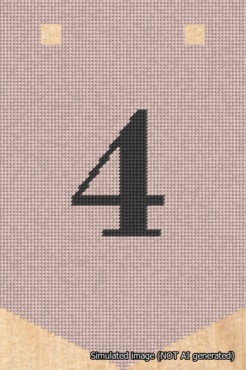 A simulated image of the stitched needlepoint design: Banner 18m Pointed 4 Black on Pink. Not A.I. generated.