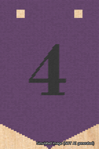 A simulated image of the stitched needlepoint design: Banner 18m Pointed 4 Black on Purple. Not A.I. generated.
