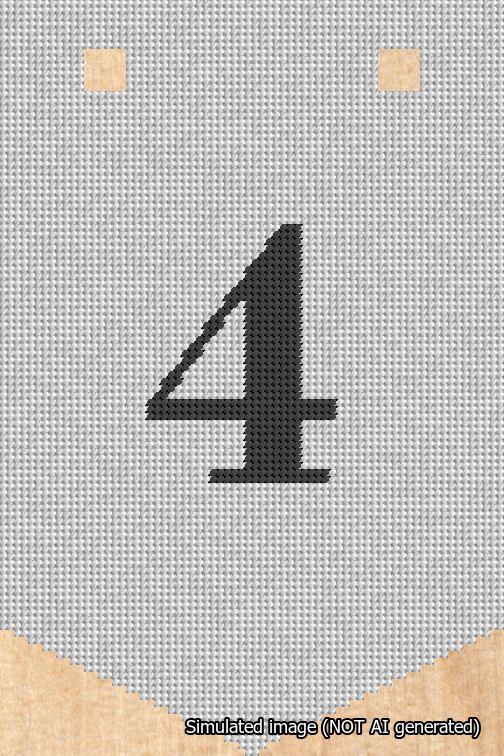 A simulated image of the stitched needlepoint design: Banner 18m Pointed 4 Black on White. Not A.I. generated.