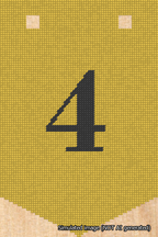 A simulated image of the stitched needlepoint design: Banner 18m Pointed 4 Black on Yellow. Not A.I. generated.