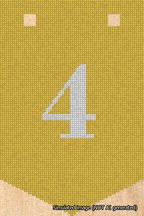 A simulated image of the stitched needlepoint design: Banner 18m Pointed 4 White on Yellow. Not A.I. generated.