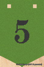 A simulated image of the stitched needlepoint design: Banner 18m Pointed 5 Black on Light Green. Not A.I. generated.