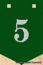 A simulated image of the stitched needlepoint design: Banner 18m Pointed 5 White on Green. Not A.I. generated.