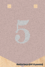 A simulated image of the stitched needlepoint design: Banner 18m Pointed 5 White on Pink. Not A.I. generated.