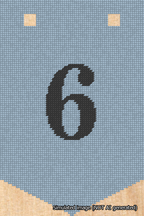 A simulated image of the stitched needlepoint design: Banner 18m Pointed 6 Black on Light Blue. Not A.I. generated.