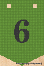 A simulated image of the stitched needlepoint design: Banner 18m Pointed 6 Black on Light Green. Not A.I. generated.