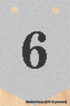 A simulated image of the stitched needlepoint design: Banner 18m Pointed 6 Black on White. Not A.I. generated.