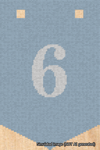 A simulated image of the stitched needlepoint design: Banner 18m Pointed 6 White on Light Blue. Not A.I. generated.