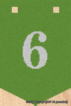 A simulated image of the stitched needlepoint design: Banner 18m Pointed 6 White on Light Green. Not A.I. generated.