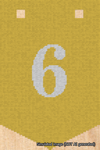 A simulated image of the stitched needlepoint design: Banner 18m Pointed 6 White on Yellow. Not A.I. generated.