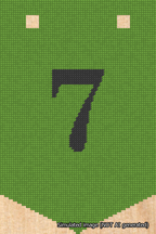 A simulated image of the stitched needlepoint design: Banner 18m Pointed 7 Black on Light Green. Not A.I. generated.