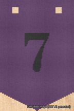 A simulated image of the stitched needlepoint design: Banner 18m Pointed 7 Black on Purple. Not A.I. generated.