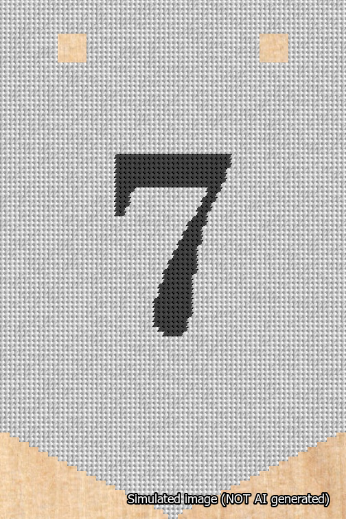 A simulated image of the stitched needlepoint design: Banner 18m Pointed 7 Black on White. Not A.I. generated.
