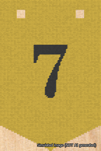 A simulated image of the stitched needlepoint design: Banner 18m Pointed 7 Black on Yellow. Not A.I. generated.
