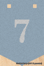 A simulated image of the stitched needlepoint design: Banner 18m Pointed 7 White on Light Blue. Not A.I. generated.