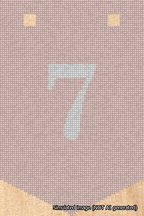 A simulated image of the stitched needlepoint design: Banner 18m Pointed 7 White on Pink. Not A.I. generated.
