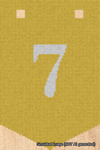 A simulated image of the stitched needlepoint design: Banner 18m Pointed 7 White on Yellow. Not A.I. generated.