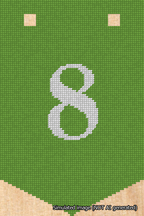 A simulated image of the stitched needlepoint design: Banner 18m Pointed 8 White on Light Green. Not A.I. generated.