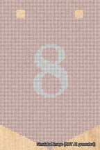 A simulated image of the stitched needlepoint design: Banner 18m Pointed 8 White on Pink. Not A.I. generated.