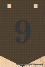 A simulated image of the stitched needlepoint design: Banner 18m Pointed 9 Black on Brown. Not A.I. generated.
