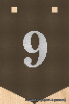 A simulated image of the stitched needlepoint design: Banner 18m Pointed 9 White on Brown. Not A.I. generated.