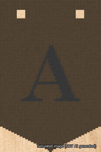 A simulated image of the stitched needlepoint design: Banner 18m Pointed A Black on Brown. Not A.I. generated.