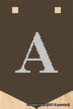 A simulated image of the stitched needlepoint design: Banner 18m Pointed A White on Brown. Not A.I. generated.