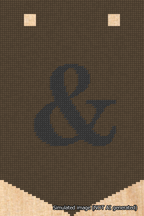 A simulated image of the stitched needlepoint design: Banner 18m Pointed Ampersand Black on Brown. Not A.I. generated.