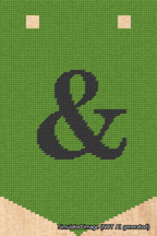 A simulated image of the stitched needlepoint design: Banner 18m Pointed Ampersand Black on Light Green. Not A.I. generated.