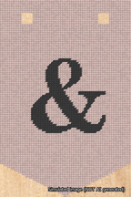 A simulated image of the stitched needlepoint design: Banner 18m Pointed Ampersand Black on Pink. Not A.I. generated.