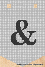 A simulated image of the stitched needlepoint design: Banner 18m Pointed Ampersand Black on White. Not A.I. generated.