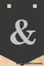 A simulated image of the stitched needlepoint design: Banner 18m Pointed Ampersand White on Black. Not A.I. generated.