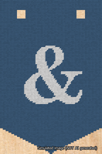 A simulated image of the stitched needlepoint design: Banner 18m Pointed Ampersand White on Blue. Not A.I. generated.