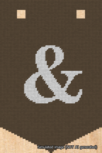 A simulated image of the stitched needlepoint design: Banner 18m Pointed Ampersand White on Brown. Not A.I. generated.