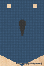 A simulated image of the stitched needlepoint design: Banner 18m Pointed Apostrophe Black on Blue. Not A.I. generated.