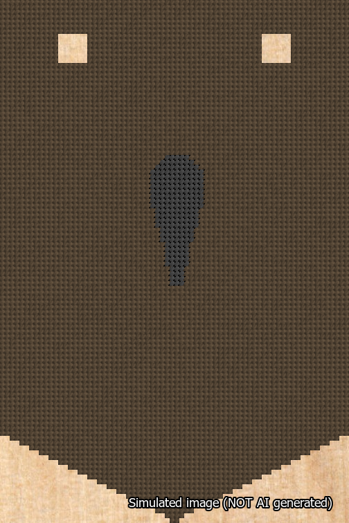 A simulated image of the stitched needlepoint design: Banner 18m Pointed Apostrophe Black on Brown. Not A.I. generated.