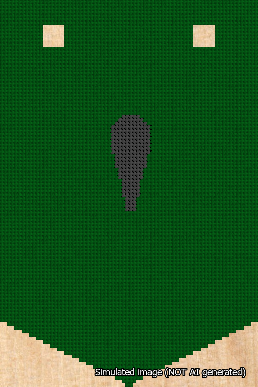 A simulated image of the stitched needlepoint design: Banner 18m Pointed Apostrophe Black on Green. Not A.I. generated.