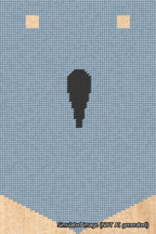 A simulated image of the stitched needlepoint design: Banner 18m Pointed Apostrophe Black on Light Blue. Not A.I. generated.