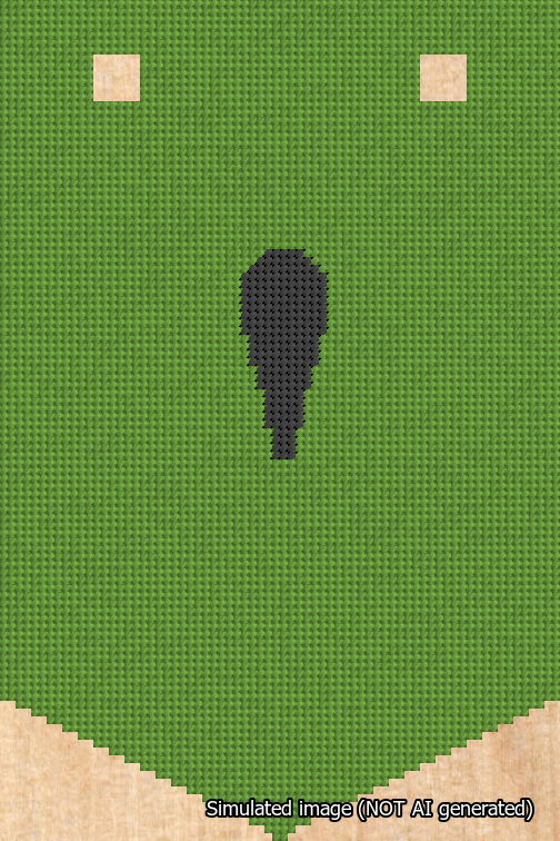 A simulated image of the stitched needlepoint design: Banner 18m Pointed Apostrophe Black on Light Green. Not A.I. generated.