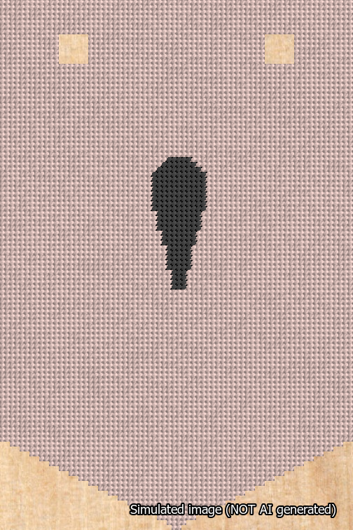 A simulated image of the stitched needlepoint design: Banner 18m Pointed Apostrophe Black on Pink. Not A.I. generated.