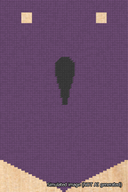 A simulated image of the stitched needlepoint design: Banner 18m Pointed Apostrophe Black on Purple. Not A.I. generated.