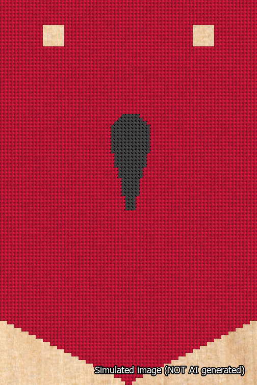 A simulated image of the stitched needlepoint design: Banner 18m Pointed Apostrophe Black on Red. Not A.I. generated.
