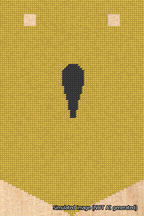 A simulated image of the stitched needlepoint design: Banner 18m Pointed Apostrophe Black on Yellow. Not A.I. generated.