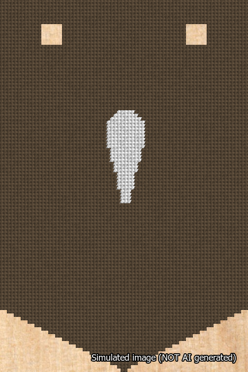 A simulated image of the stitched needlepoint design: Banner 18m Pointed Apostrophe White on Brown. Not A.I. generated.