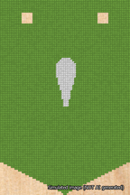 A simulated image of the stitched needlepoint design: Banner 18m Pointed Apostrophe White on Light Green. Not A.I. generated.