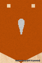 A simulated image of the stitched needlepoint design: Banner 18m Pointed Apostrophe White on Orange. Not A.I. generated.