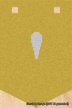 A simulated image of the stitched needlepoint design: Banner 18m Pointed Apostrophe White on Yellow. Not A.I. generated.