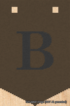 A simulated image of the stitched needlepoint design: Banner 18m Pointed B Black on Brown. Not A.I. generated.